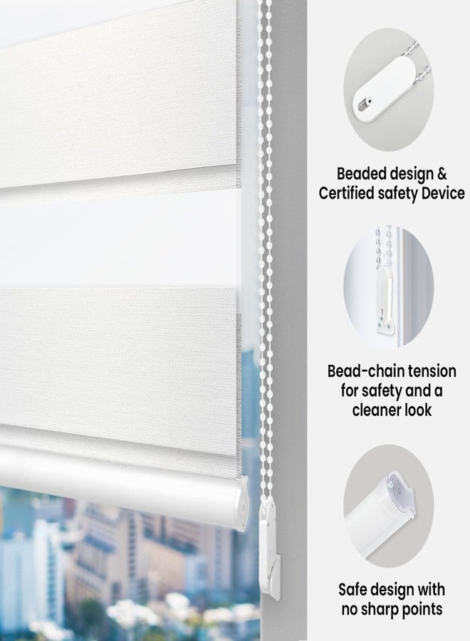 FOIRESOFT Standard Blackout Zebra Roller Blinds [Bonita, Silver White, W 33 x H 64inch] Dual Layer Privacy Shade, Room Darkening, Select 1x1 for Custom - Image 4
